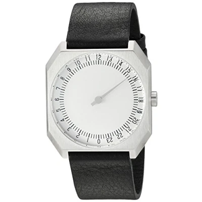 Image of slow Jo 05 Black Leather Silver Case Dial Unisex Quartz Watch with Analogue Display and Strap