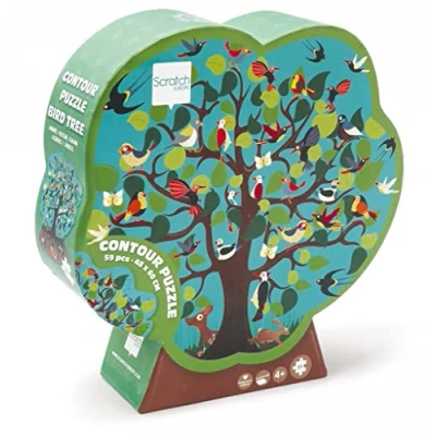 Image of Scratch 6181137 58 Piece Contour Jigsaw Puzzle Bird Tree