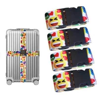 Image of Luggage Strap Suitcase Belt Travel Bag Accessories (emoji 4pack)