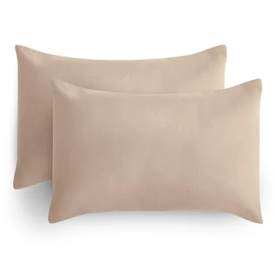 Image of Silentnight Brushed Cotton Pillowcase Pair Soft Velvety Touch 100 Percent Cosy Warmth Feel for Colder Nights Breathable Lightly Hypoallergenic Pillowcase, Natural