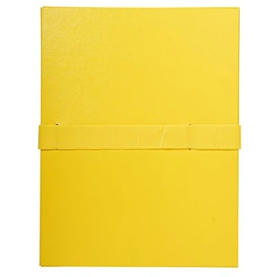 Image of Exacompta Ref 627E Balacron Expanding Spine Folder 240 x 320mm in Size, Suitable for Holding A4 Documents, Hook &amp; Loop Strap Closure, Durable Yellow