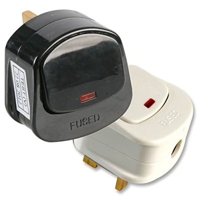 Image of TheBigShip® 13A Switched Plug Top with Neon Light Black Pack Of 2