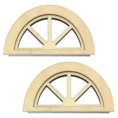 Image of MyTinyWorld Pair Of Dolls House Miniature Wood Half Moon Windows