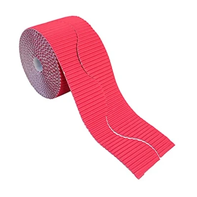 Image of Bright Ideas Corrugated Border Roll for School Displays, Magenta, 10cm x 7.5m. BI7895.