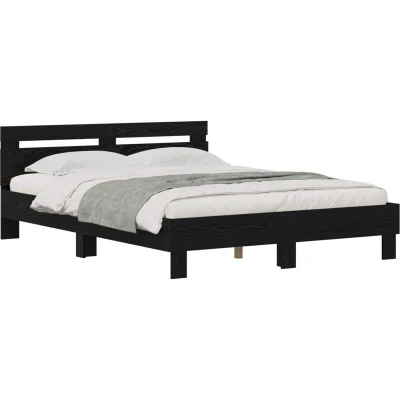 Image of vidaXL Bed Frame with Headboard Solid Oak Wood