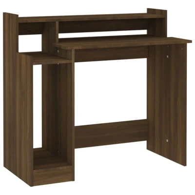 Image of vidaXL Desk with LED Lights Brown Oak 97x45x90 cm Engineered Wood