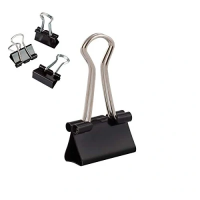 Image of D.RECT Pack of 12 Document Clips 19mm Box Multi Function Paper Binder Metal Drawing Clip for Notes Writing Office Supplies Black