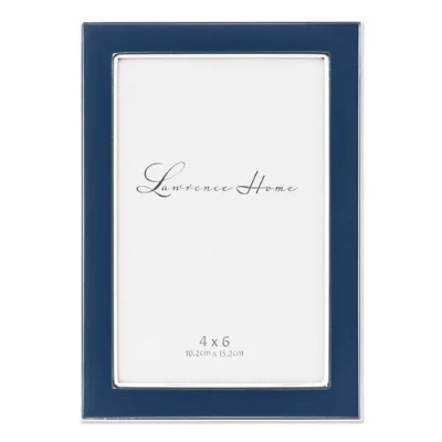 Image of Lawrence Frames Metal and Enamel Picture Frame, Blue, 4x6