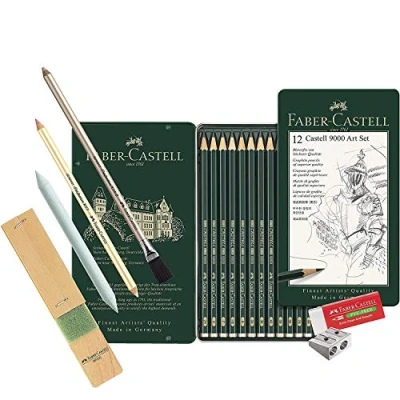 Image of Faber Castell 119065 Pencil 9000, Set of 12 Art Set, Contents 8b 2h, Basic assortment Graphit Kunst