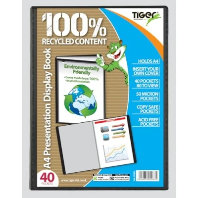 Image of 6 A4 Display Book Presentation Folder 40 Pocket Black