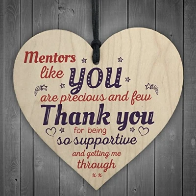 Image of RED OCEAN Mentors Like You Teacher Novelty Wooden Hanging Heart End of Term Leaving Gift Plaque Thank