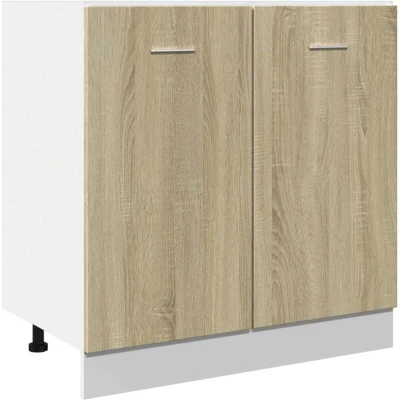 Image of vidaXL Sonoma Oak Low Cabinet 80x46x81.5cm Engineered Wood, Kitchen Base Cabinet, Cabinets, Storage Unit