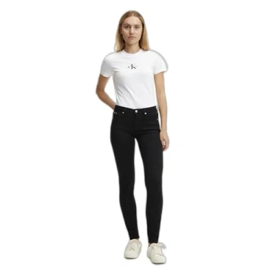 Image of Calvin Klein Jeans Women&#039;s Mid Rise Skinny J20j221582 Pants, Denim (Denim Black), 36W / 30L