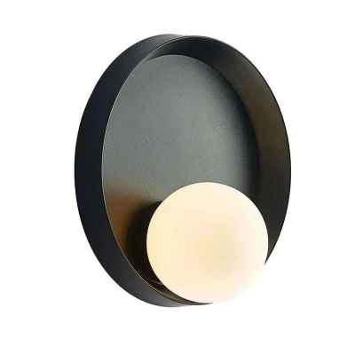 Image of Lucande Andelina wall light, round, black