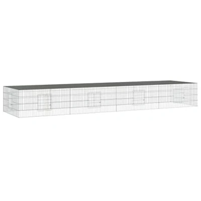 Image of vidaXL Spacious Galvanised Iron Rabbit Cage Enclosure with Ventilated Wire Frame, Silver, 433x109x54 cm for Outdoor/Indoor Use