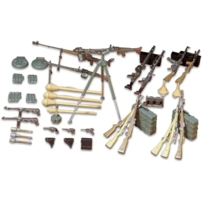 Image of Tamiya TM35111 Dt. Waffen Inf 35111 1:35 Diorama Set German Weapons Infantry (24), Model Building, Plastic Kit, Unvarnished