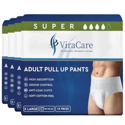 Image of 48 x Incontinence Pants Women and Men Adult Diapers Nappies Pull Up Soft Stretch Waistband (X Large)