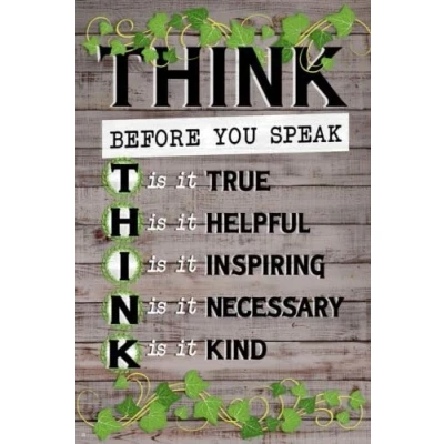 Image of Think Before You Speak Sign Wall Decor Poster Metal 8X12 Inches
