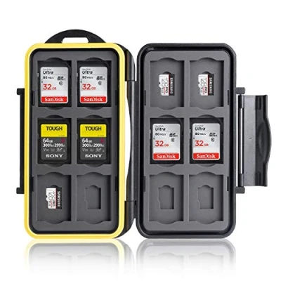 Image of Ares Foto® MC SDMSD24 Memory Card Protection Case / Safe Water resistant Storage Shockproof Carrying Box Holder for 12 pcs SD and Micro Cards Version 2020