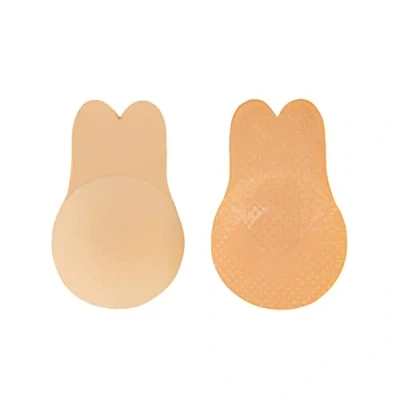 Image of Bye Bra RABIT Pull ups Breast Lift Pasties Reusable Adhesive Nipple Covers for Lifted Effect Invisible Lifting Cups Adjustable Petals Sticker, Nude (XL)