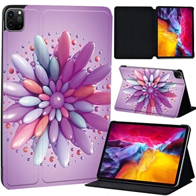 Image of PU Leather + hard shell Ultra slim lightweight Folio Flip Tablet Stand Smart Cover Case Fit iPad Air 4 10.9&quot; (2020) / Pro 11&quot; (2018 2020 2021) (3D art large flower)