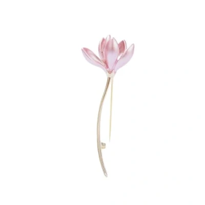 Image of LISADORE Lotus Brooch Pink Corsage Cheongsam Clothing Accessories Flower Lapel Pin Anti lighting Wedding Daily Jewelry Gifts for Women Metal