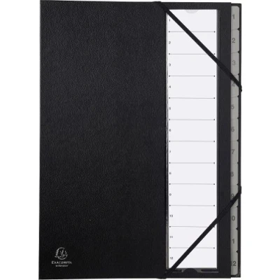Image of Exacompta Ref 56012E Harmonika Multipart File 235 x 335mm in Size, Suitable for Storing A4 Documents, 225gsm Genuine Pressboard, Expanding Spine, 12 Sections (Numbered 1 12) Black