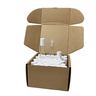 Image of 50 pcs white lid 5ml roller bottles for essential oils, clear roll on bottole, 5ml,