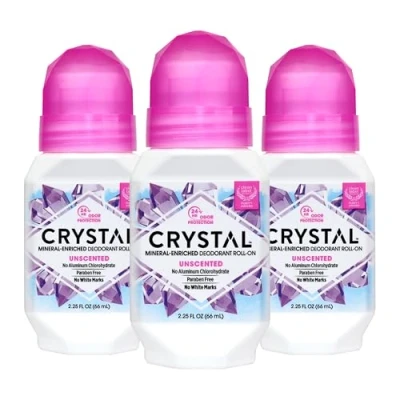 Image of Crystal Mineral Deodorant Roll On, Unscented, 2.25 fl oz (Pack of 3)