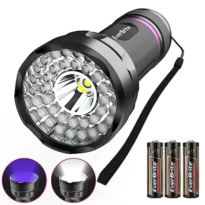 Image of EverBrite 2 in 1 UV Light, Black Light &amp; White Torches Battery Powered, LED 395nm Ultraviolet Flashlight Blacklight Torch Detector for Pet Urine Stains of Carpet/Floor