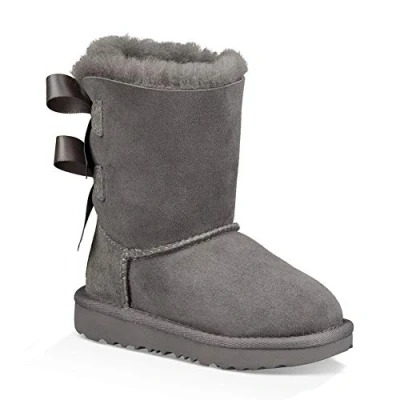 Image of UGG Unisex Kids Bailey Bow II Classic Boot, Grey, 7.5 UK Child