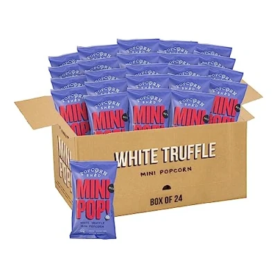 Image of White Truffle Popcorn (Pack of 24) Vegan, Gluten Free, Dairy Allergen Low Calorie Healthy Mini Snack, 528g
