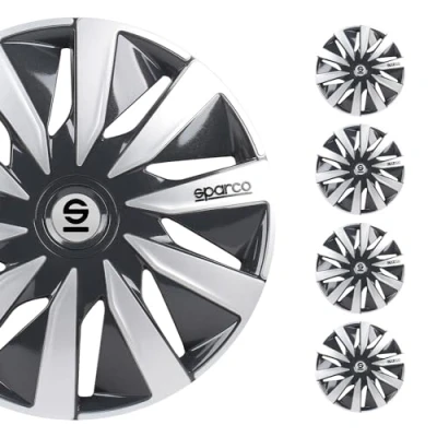 Image of Sparco SPC1691GRSV Set wheel covers Lazio 16 inch grey/silver