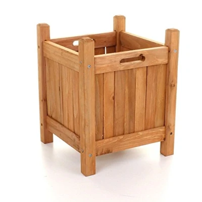 Image of MYGARDEN Square Wooden Garden Planter Outdoor Yard Decking Display Plants Flowers Pot
