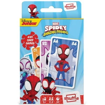 Image of Shuffle Spidey and his Amazing Friends Card Games For Kids 4 in 1 Snap, Pairs, Happy Families &amp; Action Game, Game Guide Included, Ages 4+ Multicolour