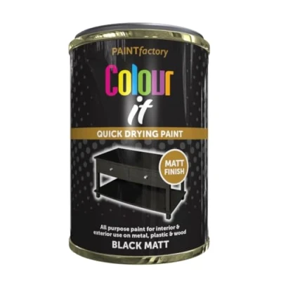 Image of AlezyB 300ml All Purpose Black Matt Tin Paint Quick and Fast Drying Multipurpose for Metal, Wood, Plastic More Interiro Exterior