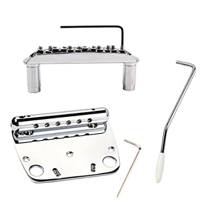 Image of Alnicov 6 String Tremolo Vibrato Tailpiece Bridge Set for Mustang Guitar Replacement Parts