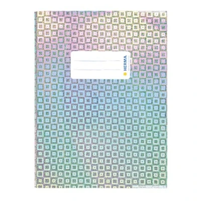 Image of HERMA 19641 Notebook Covers DIN A5 Glamour, Book with Labelling Label, Made of Durable and Wipe Clean Holographic Polypropylene Film, Set 10 Exercise Protectors for School Books Silver