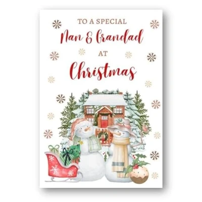Image of Second Ave Nan &amp; Grandad Christmas Snowmen Winter Xmas Holiday Festive Greetings Card