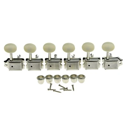 Image of Dopro Nickel with Aged White Button Split Shaft Vintage Guitar Tuning Keys Pegs Tuners for Strat Tele
