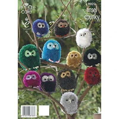 Image of King Cole Owl Toys Tinsel Knitting Pattern 9022 Chunky