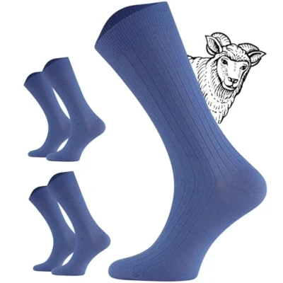 Image of TODO 2 Pairs of Diabetic Socks Merino without Elastic Waistband Extra Wide Wool Medicine Men and Women, blue, 35 38
