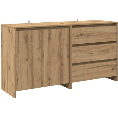 Image of vidaXL 2 Piece Sideboard Set Artisan Oak Engineered Wood Modern Living Room Storage Cabinet with Doors and Drawers for Bedroom