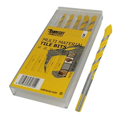 Image of SabreCut SCTBA5 Multi Material Tile Drill Bits Set for Ceramic Porcelain Granite Marble with Durable Storage Box
