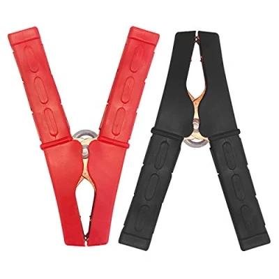 Image of JatilEr Jump Lead Clamps 2pcs, Clips Pure Copper Heavy Duty Alligator Car Crocodile Clip, Battery Grips with Insulating Sheath for Charging Cable