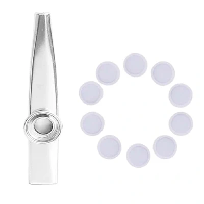 Image of Metal Kazoo With 10 Flute Diaphragms Blowing Musical Instrument Mouth Kazoos Party Kids Music Beginners