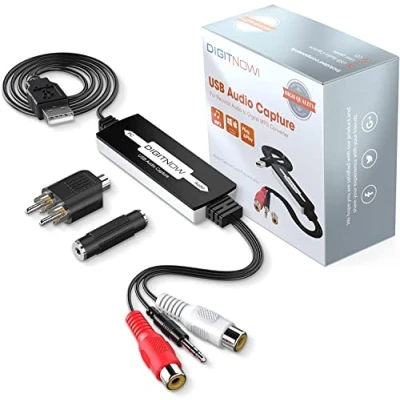 Image of DIGITNOW USB Audio Capture Card Grabber for Vinyl Cassette Tapes to Digital MP3 Converter, Support Mac &amp; Windows 10/8.1/8 / 7 Vista/XP