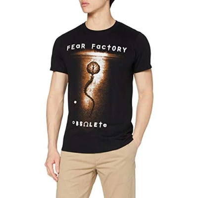 Image of Plastic Head Men&#039;s Fear Factory Obsolete TSFB Banded Collar Short Sleeve T Shirt, Black, Small