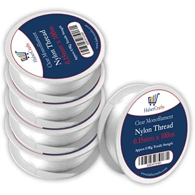 Image of 0.15mm Clear Nylon Thread Invisible String Non Stretch Fishing Wire Transparent Plastic Sewing For Hanging Decorations Craft Party Balloon Arch Beading &amp; Jewellery Making Approx Tensile Strength 0.9kg (0.15mm x 100m 5 Spools)