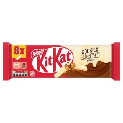 Image of KitKat 2 Finger Cookies and Cream Chocolate Biscuit Bar, 8 x 20.7g